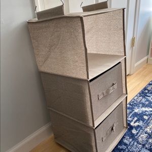 New gray 3-compartment hanging closet organizer